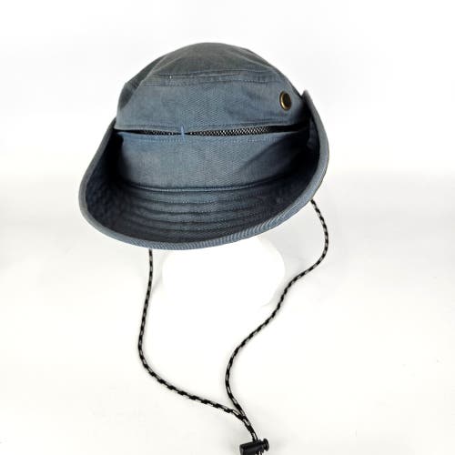 Duluth Trading Canvas Bucket Hat Blue Vented Hiking Fishing Size: L