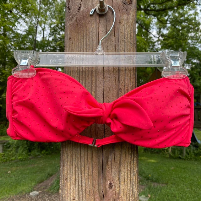 Victoria’s Secret Large Red Rhinestone Embellished Bikini Swim Top