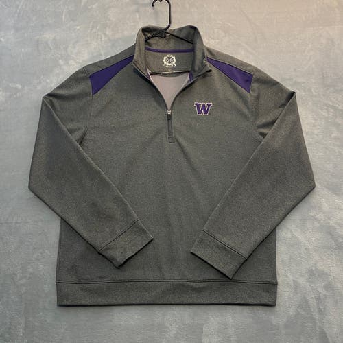University of Washington Huskies 1/4 Zip Sweater Men Large Grey Long Sleeve C/D