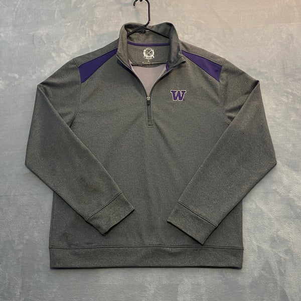 University of Washington Huskies 1/4 Zip Sweater Men Large Grey Long Sleeve C/D
