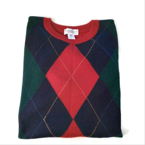 Vintage Tricots St Raphael Men's Crewneck Argyle Pullover Wool Sweater Sz XL