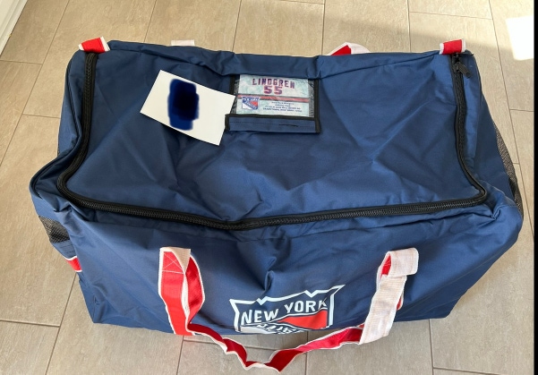 Ryan Lindgren 55 RARE New York Rangers Player Equipment Bag  Team Issue