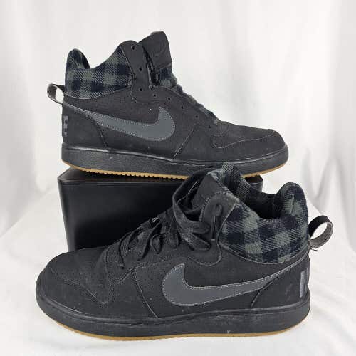 Nike Court Borough Mid Mens Size 8 Black Plaid Anthracite Gum Shoes 844884 002