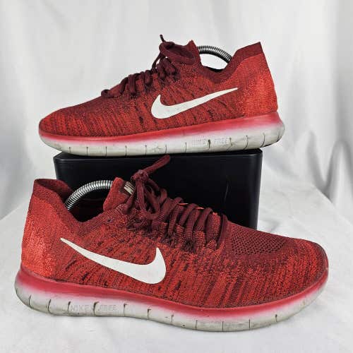 Nike Free RN Flyknit Men's Size 10 Comfort Running Shoes Red White