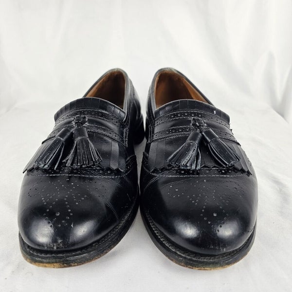 ALLEN EDMONDS Bridgeton Black Leather Kiltie Tassel Dress Loafers Size 13 D
