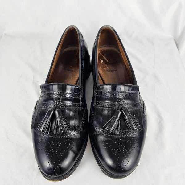ALLEN EDMONDS Bridgeton Black Leather Kiltie Tassel Dress Loafers Size 13 D