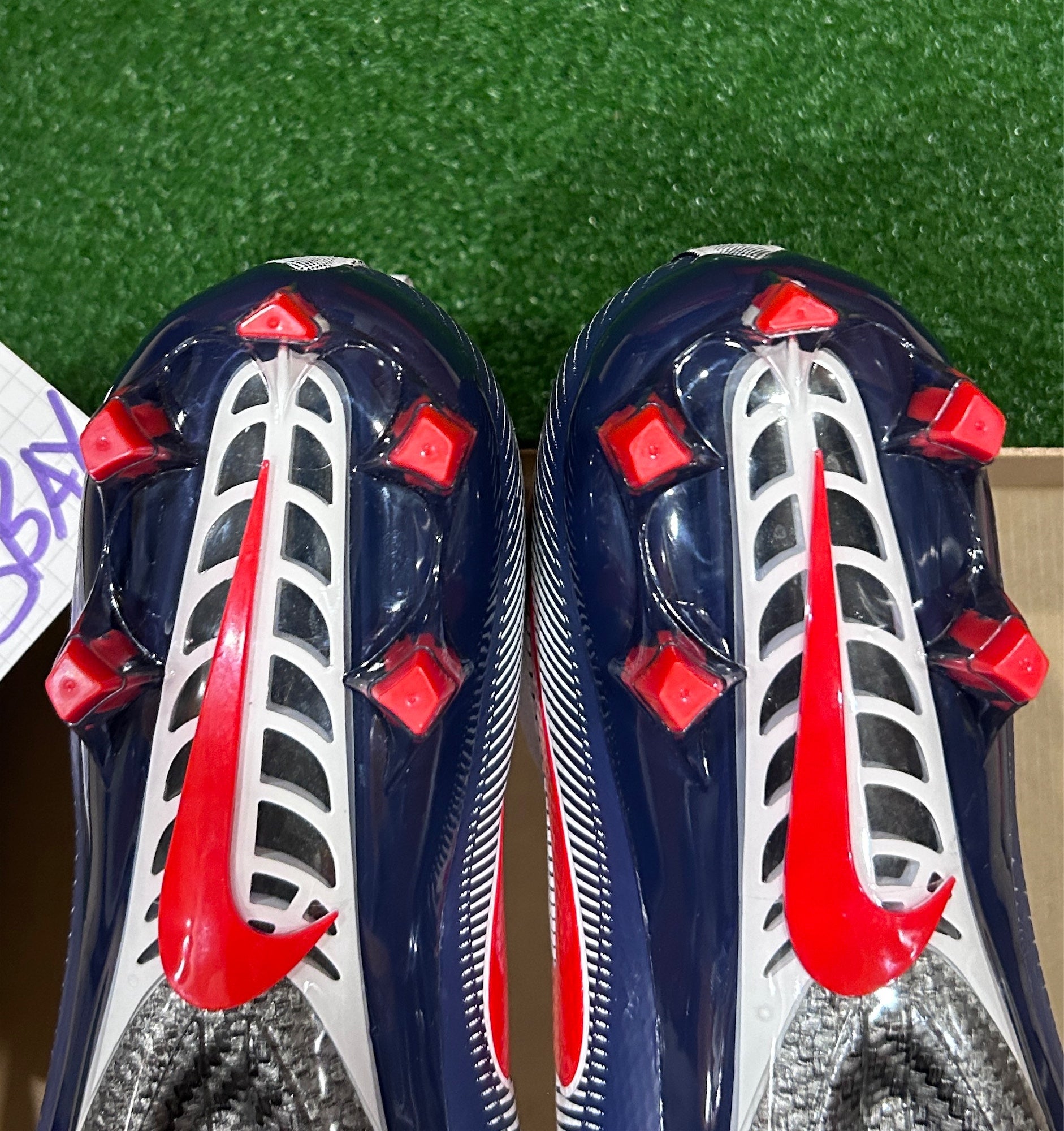 Nike Vapor Untouchable Pro PF Football Cleats White Navy  display picture 1