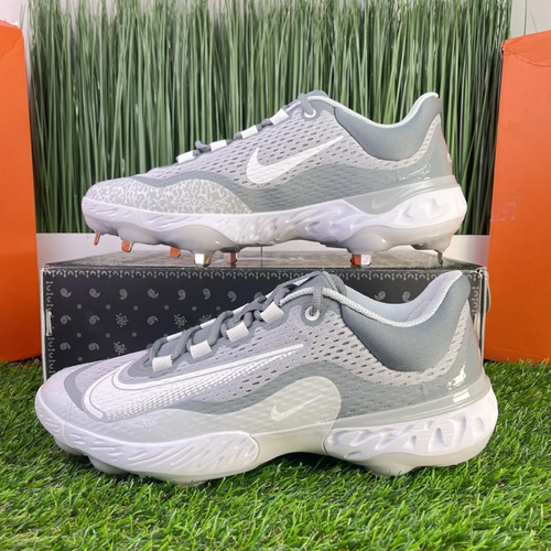 Nike Alpha Huarache Elite 4 Low Men's Baseball Metal Cleats Size 11 Gray White