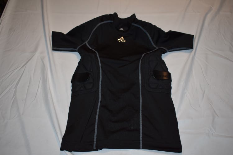 Adidas 5 Pad Compression Protective Base Layer Shirt, Black, Youth Medium