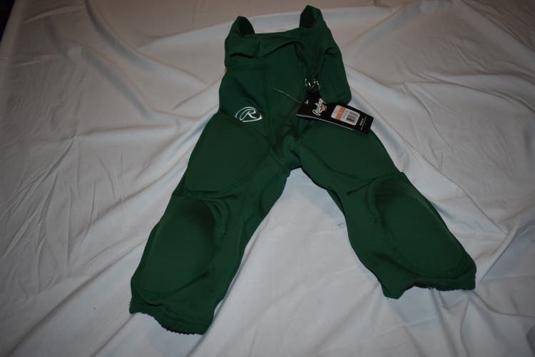 NEW - Rawlings 7 Pad Integrated Football Pants, Green, Adult Small