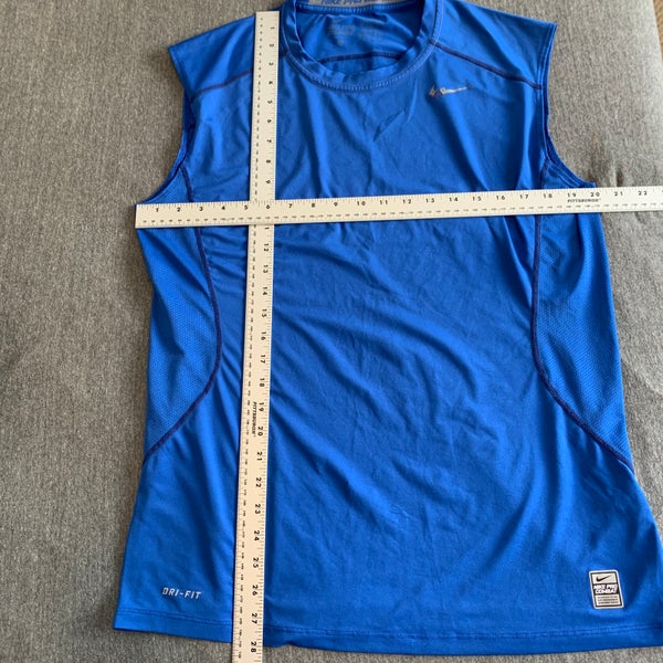 Nike Pro Combat Shirt Mens Large Blue Sleeveless Fitted Dri-Fit