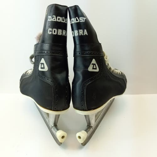 Vintage 60s Senior Used Daoust NHL Pro Cobra Black Leather Hockey Skates 12