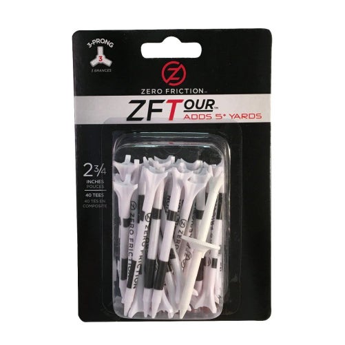 Zero Friction 3 Prong Performance Tees (2.75", White) 40pk Composite Golf NEW