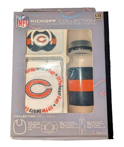 Chicago Bears Kickoff Collection Baby Set Bottle Pacifier Bib NFL Football