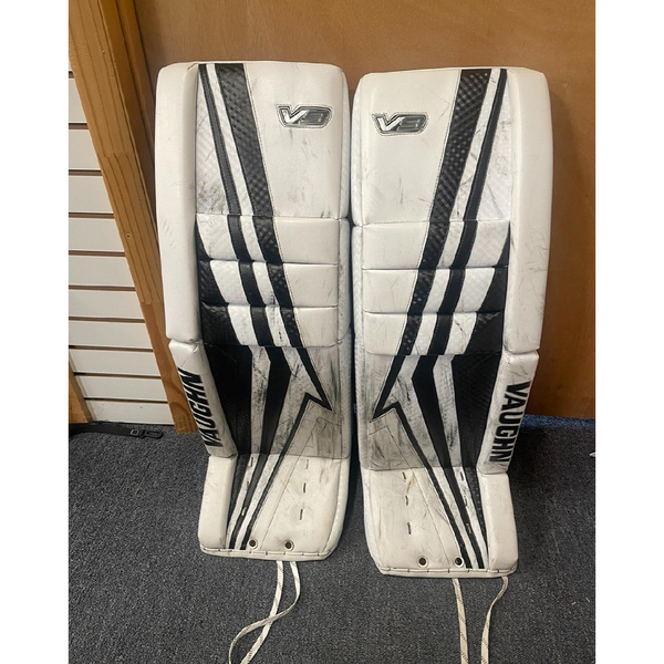 Used Vaughn Velocity V9 Pro Carbon Goalie Leg Pads - 35+2 White & Black