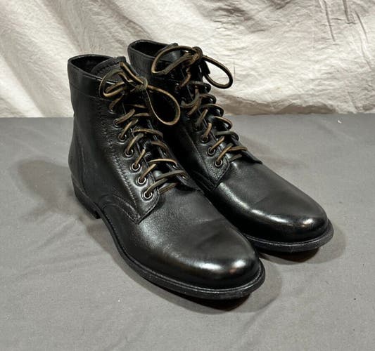 Frye Tyler Smooth Black Leather Lace-Up Ankle Boots US Men's 10.5 MINTY