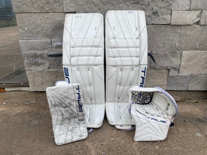 TRUE Catalyst PX3 Pro Stock Goalie Pads and Glove Set SUBBAN Blues 6113