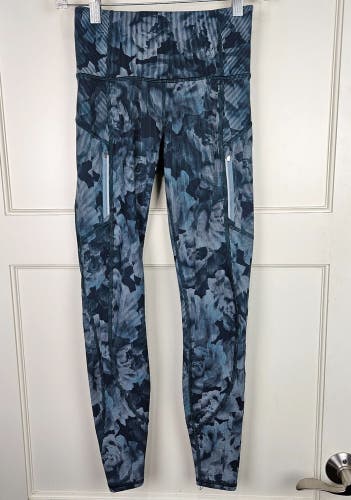 Athleta Rainier Printed Tight Green Floral Leggings Active Bottoms Size: XXS