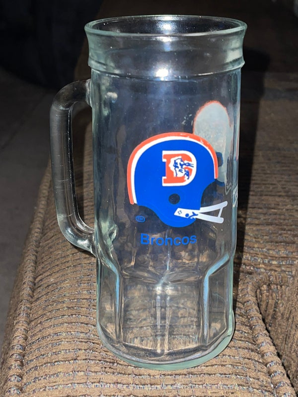 NFL Fisher Denver Broncos Beer Mug Glass Cup Vintage Classic Retro Throwback PO.