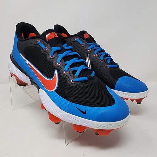 Nike Alpha Huarache Elite 3 Baseball Cleats Mens 11.5 Blue Black Logo Spell Out
