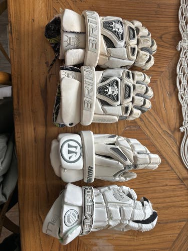 13” lacrosse gloves (brine, Warrior, Maverick)