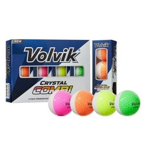 Volvik Crystal Combi Split Colored Assorted Golf Balls - 1 Dozen Box