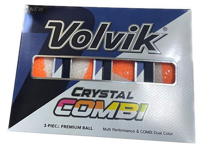 Volvik Crystal Combi Split Colored Golf Balls - Orange / White - 1 Dozen Box