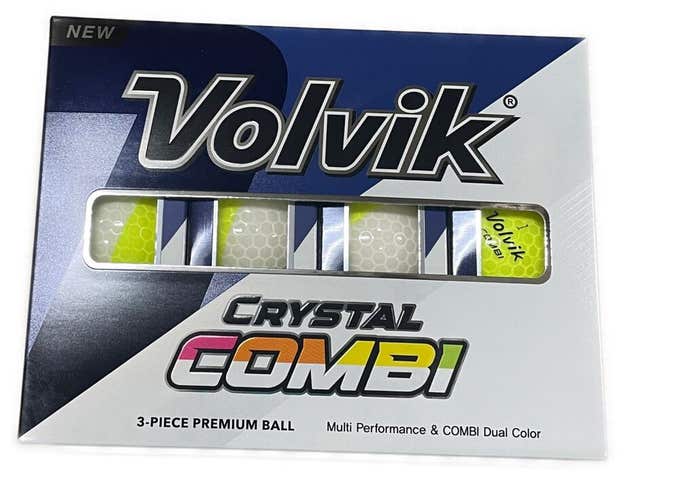 Volvik Crystal Combi Split Colored Golf Balls - Yellow / White - 1 Dozen Box