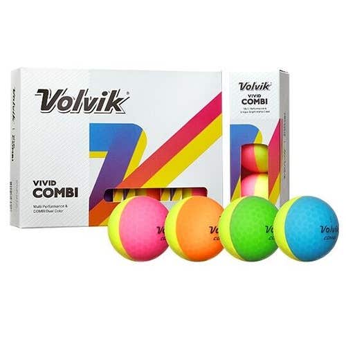 Volvik Vivid Combi Golf Balls - Matte Finish Assorted Split Colored Golf Balls