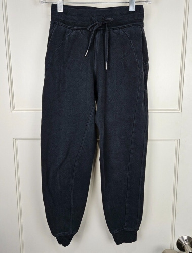 Lululemon Scuba High-Rise Cotton Terry Jogger 25" Inseam Pants Black Size: 0