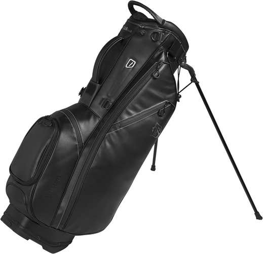 Wilson Staff Classix Stand Bag - 4-Way Vegan Leather Carry Bag - BLACK