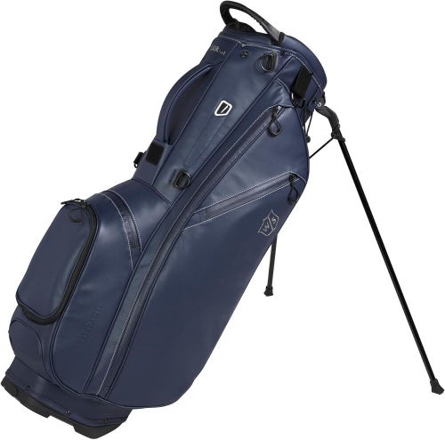 Wilson Staff Classix Stand Bag - 4-Way Vegan Leather Carry Bag - NAVY BLUE