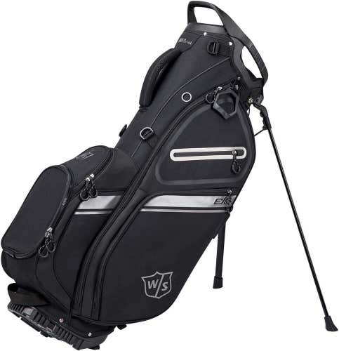 Wilson Staff EXO II Carry Golf Bag - 5-Way Stand Bag - BLACK / SILVER
