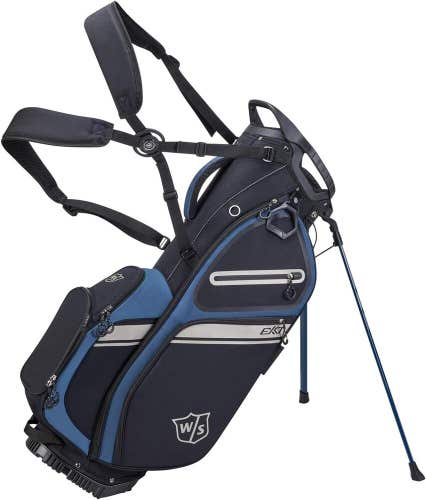 Wilson Staff EXO II Carry Golf Bag - 5-Way Stand Bag - BLACK / BLUE