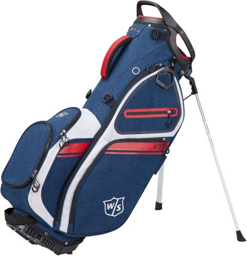 Wilson Staff EXO II Carry Golf Bag - 5-Way Stand Bag - NAVY BLUE / WHITE / RED