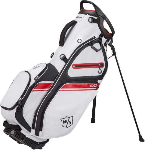Wilson Staff EXO II Carry Golf Bag - 5-Way Stand Bag - WHITE RED - Wilson Dealer