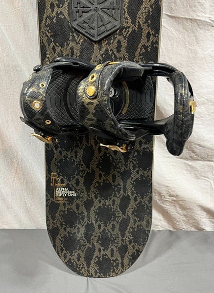 RARE B By Burton Alpha 151cm Snakeskin Snowboard Matching Bindings