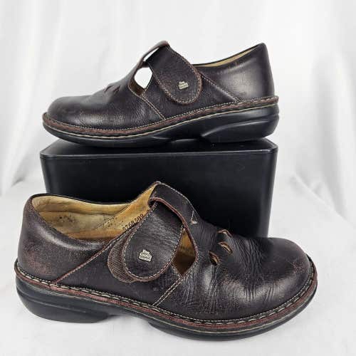 Finn Comfort Tofino Mary Jane Shoes Women's 38 / 7.5 Brown Leather Wedge Loafer