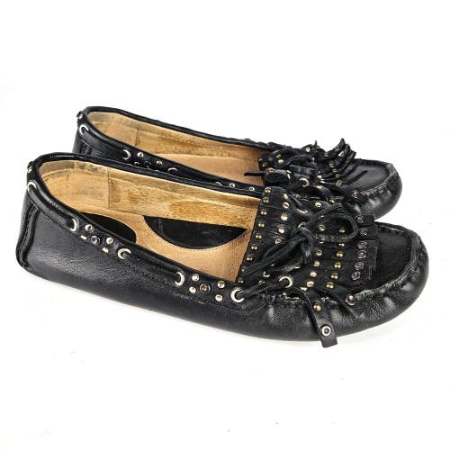 FRYE Reagan Studded Kilte Loafers Black Leather Shoe Women’s Size 7.5 M