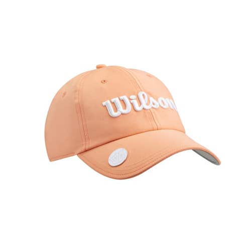 Wilson Staff Ladies Pro Tour Golf Hat - Magnetic Ball Marker Brim -Peach / White