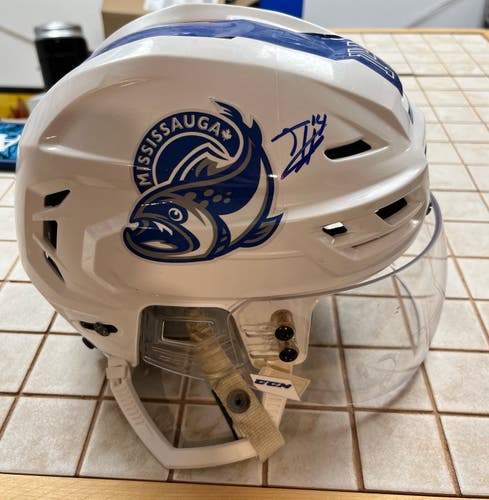 Mississauga Steelheads Used Medium CCM Pro Stock Resistance Helmet #14 James Hardie
