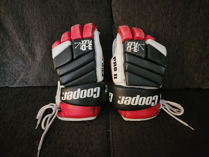 Used Cooper Pro II - Ice Hockey Gloves 14" - Chicago - Red, Black, White