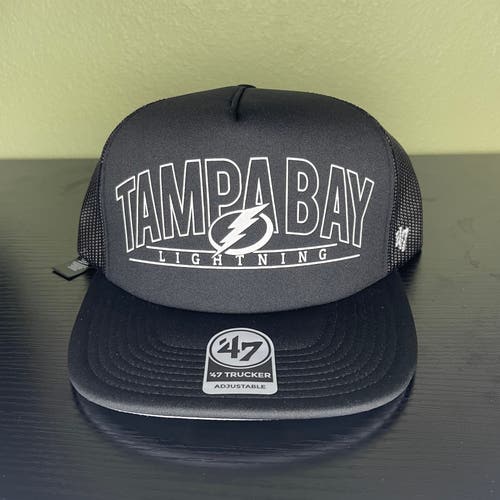 Tampa Bay Lightning 47 Brand Adjustable Snapback Trucker Hat Black White