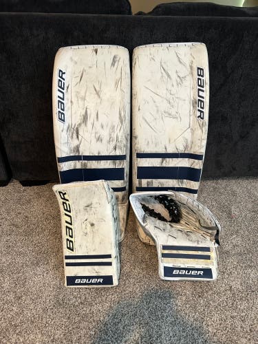 Used Bauer Supreme Goalie Leg Pads Blocker And Glove