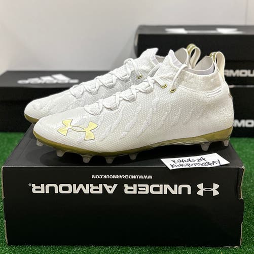 Under Armour Spotlight Lux MC Football Cleats Mens size 14 White Gold 3022654-101