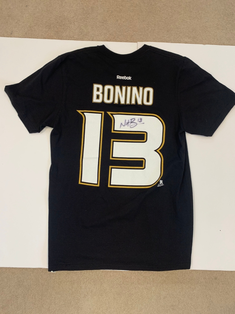 2013 Nick Bonino medium Anaheim Ducks Autographed Reebok NHL Shirt
