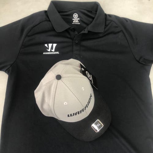 Warrior mens medium golf shirt/hat combo