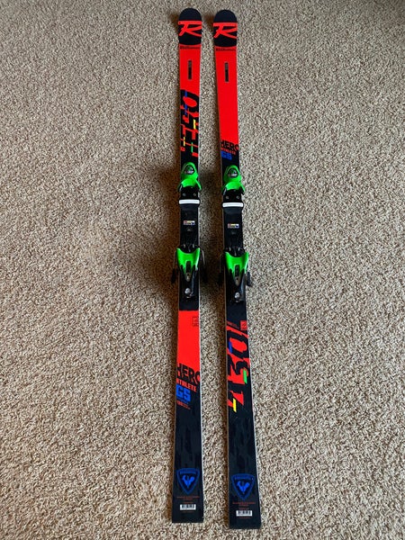 Used Women's 2022 Rossignol 188 cm Racing Hero FIS GS Pro Skis With Bindings Max Din 15