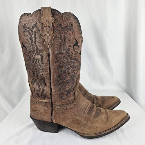 Justin Boots L2559 Western Brown Mustang Cowhide Stampede Womens Size 10 C