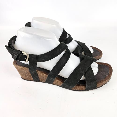 Teva Mahonia Women's Size: 9.5 Wedge Sandals Black Leather Strappy